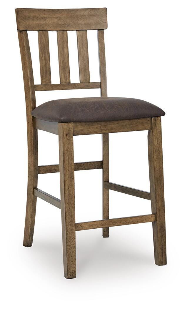 Urbinforte Counter Height Barstool in Light Brown, angle view