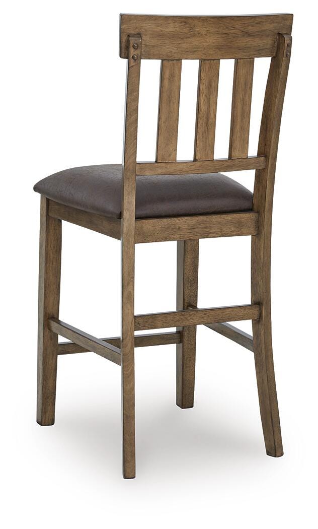 Urbinforte Counter Height Barstool in Light Brown, back view