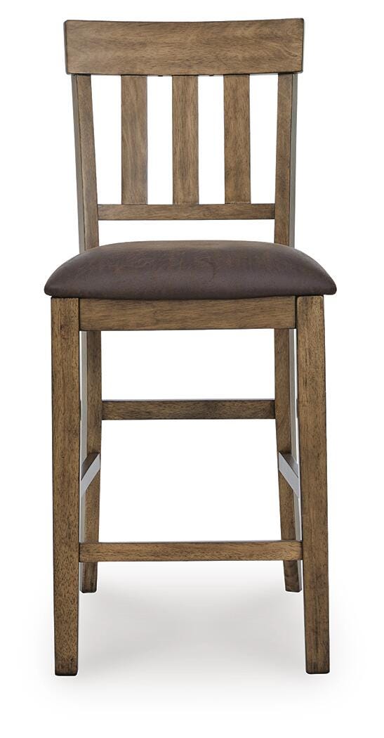 Urbinforte Counter Height Barstool in Light Brown, front view