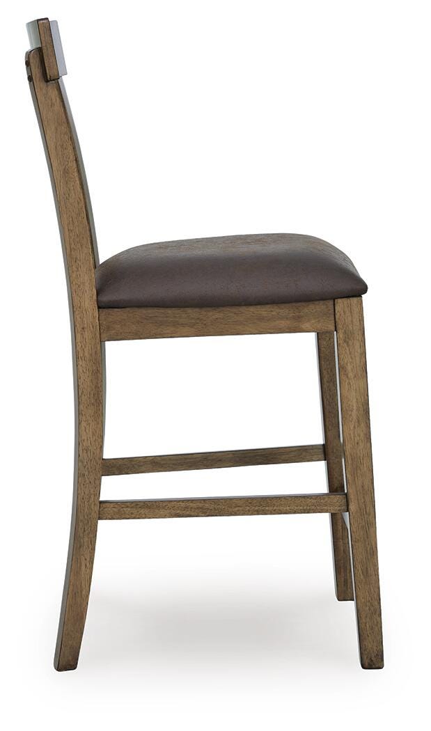 Urbinforte Counter Height Barstool in Light Brown, side view
