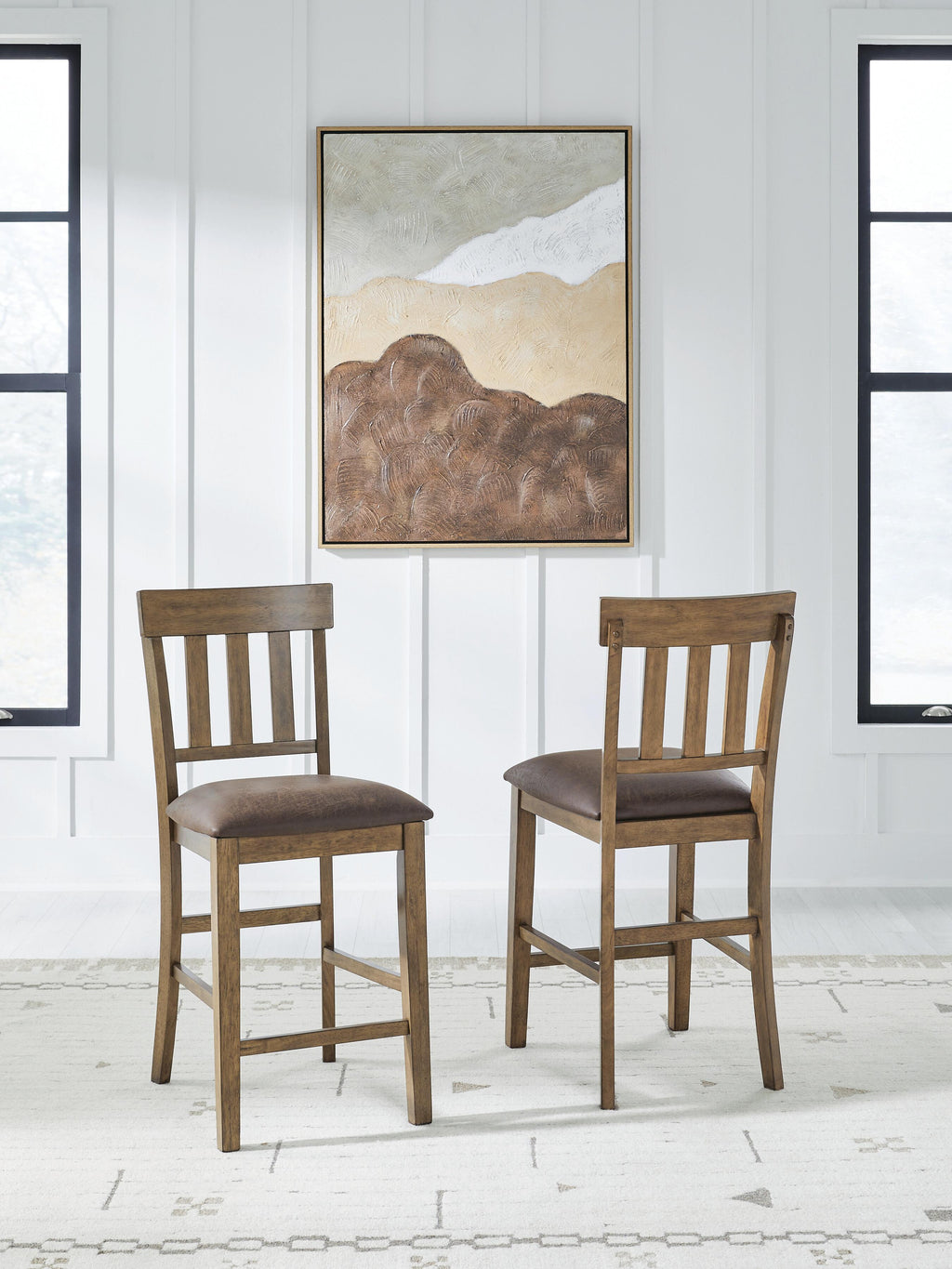 Urbinforte Counter Height Barstool in Light Brown, lifestyle view