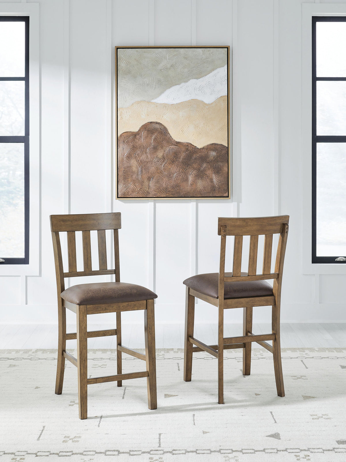 Urbinforte Counter Height Barstool in Light Brown, lifestyle view