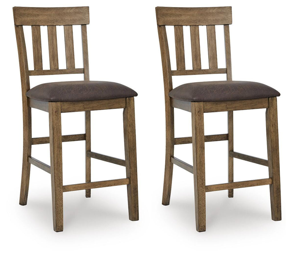 Urbinforte Counter Height Barstool in Light Brown, angle view