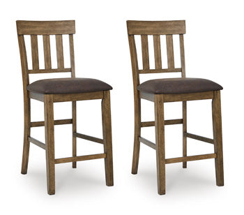 Urbinforte Counter Height Barstool in Light Brown, angle view