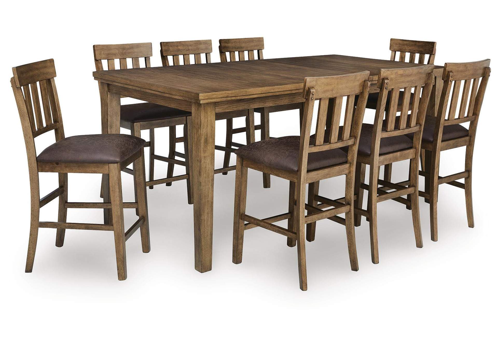 Broxtyn Counter Height Dining Table and 8 Barstools