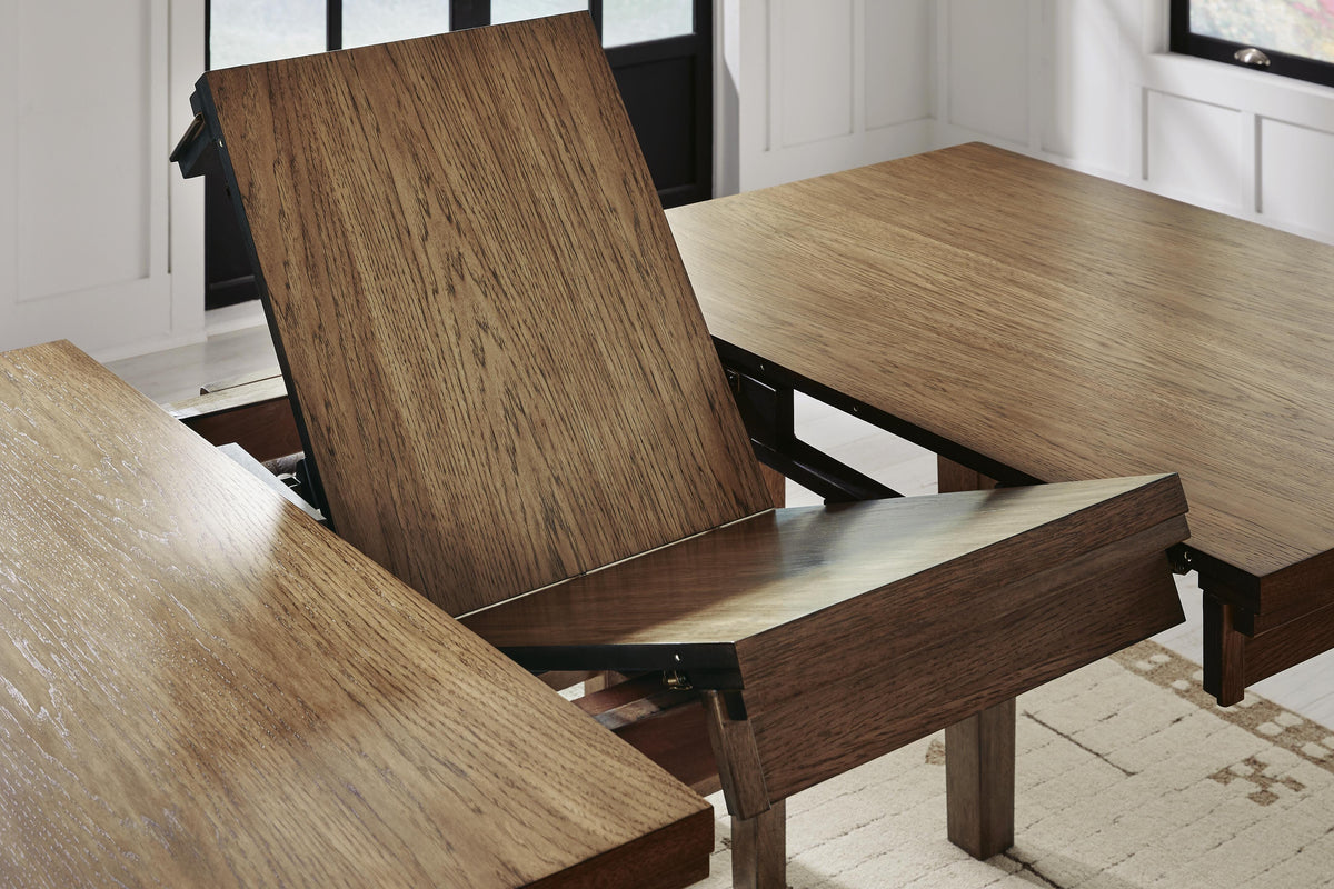 Urbinforte Counter Height Dining Extension Table in Light Brown, detail view