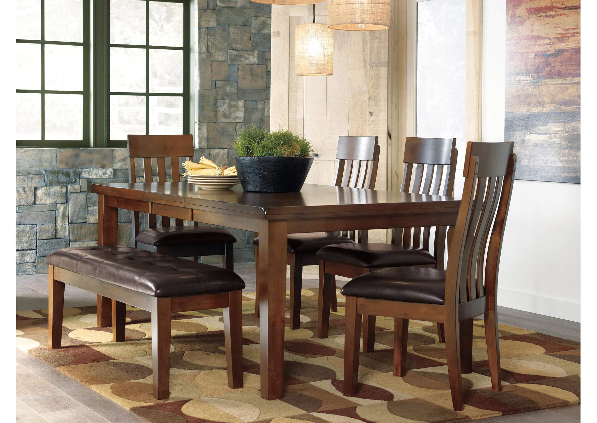 Ralene Extendable Dining Table and 4 Chairs and Bench