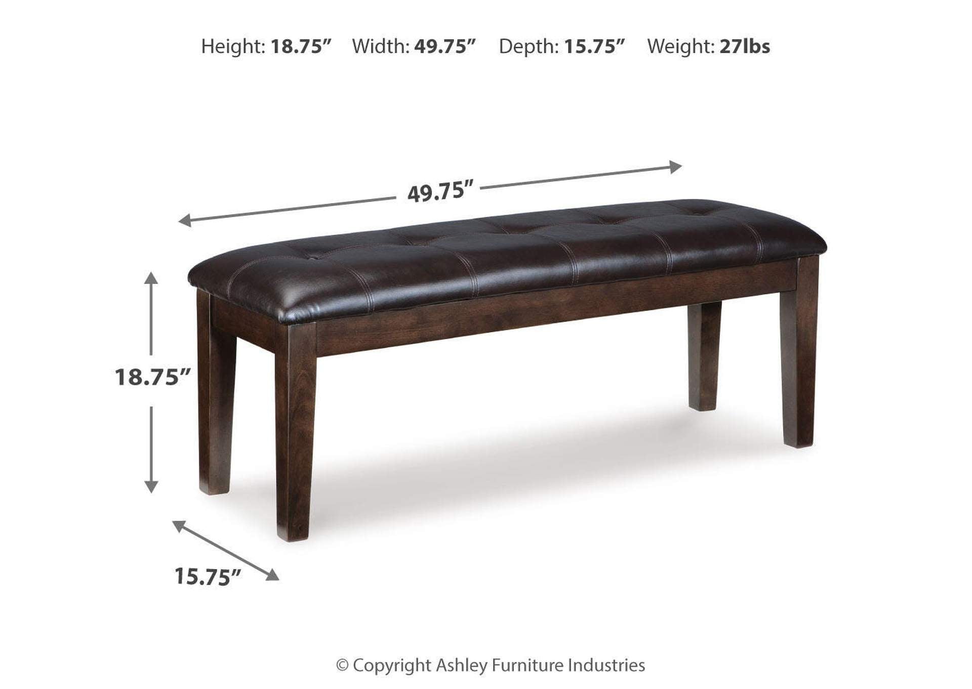 Haddigan Dining Bench dimensions