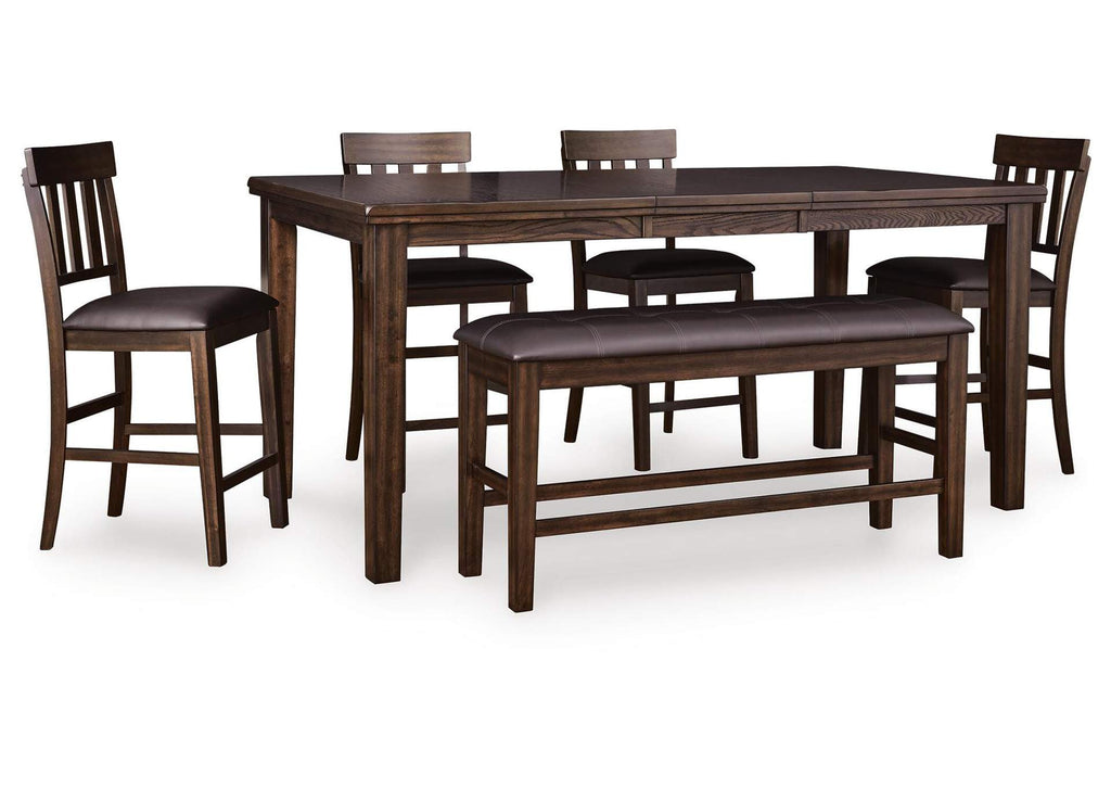 Haddigan Counter Height Dining Table and 4 Barstools and Bench