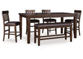 Haddigan Counter Height Dining Table and 4 Barstools and Bench