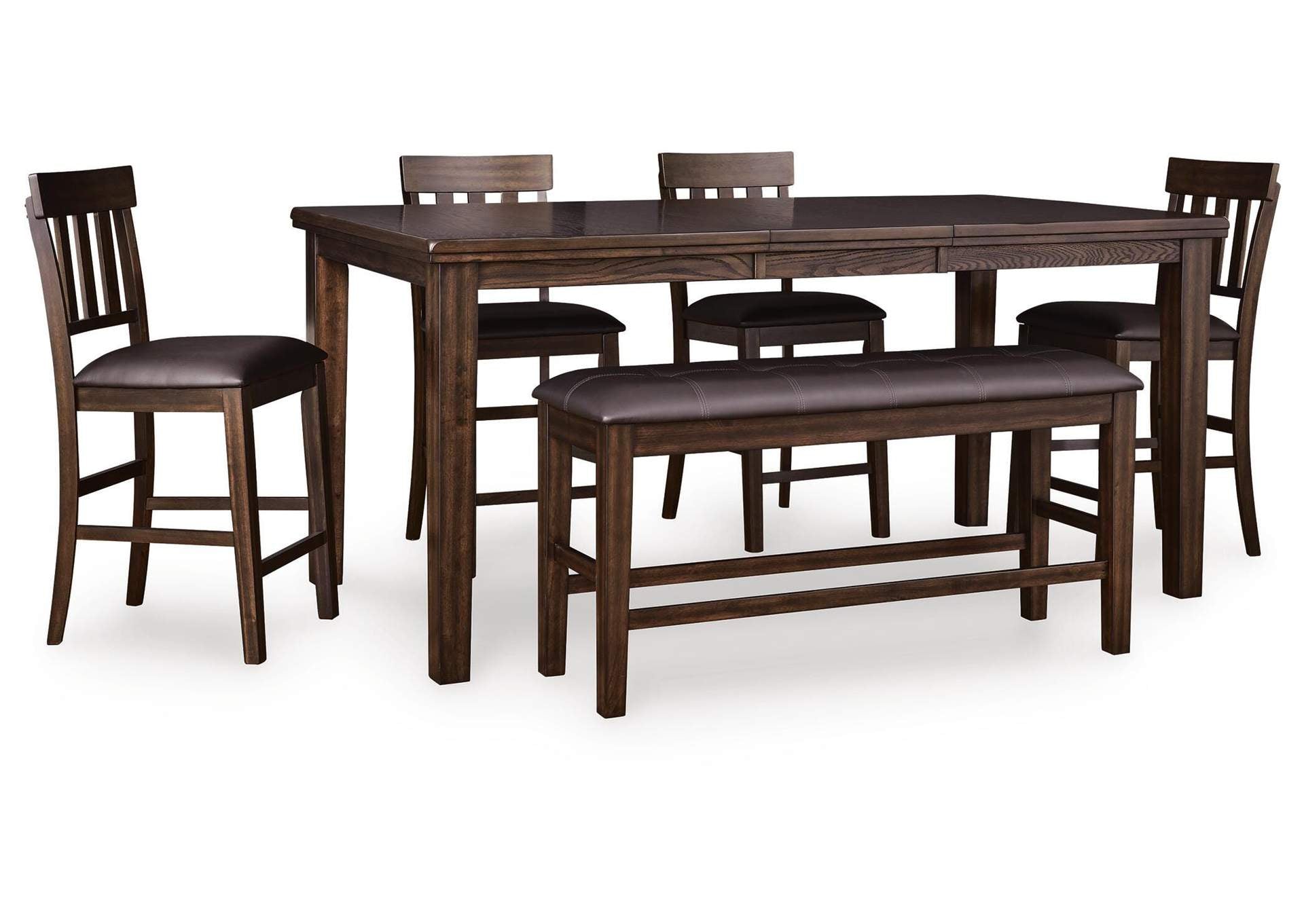 Haddigan Counter Height Dining Table and 4 Barstools and Bench