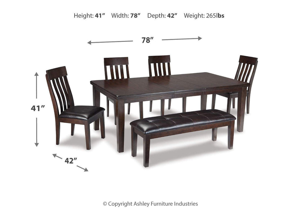 Haddigan Dining Table and 4 Chairs and Bench Set dimensions