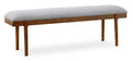 Lyncott 59" Upholstered Dining Bench in Gray/Brown, angle view