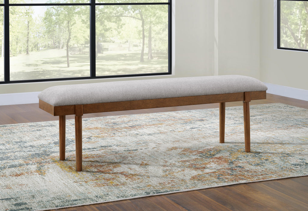 Lyncott 59" Upholstered Dining Bench in Gray/Brown, alternate view 3