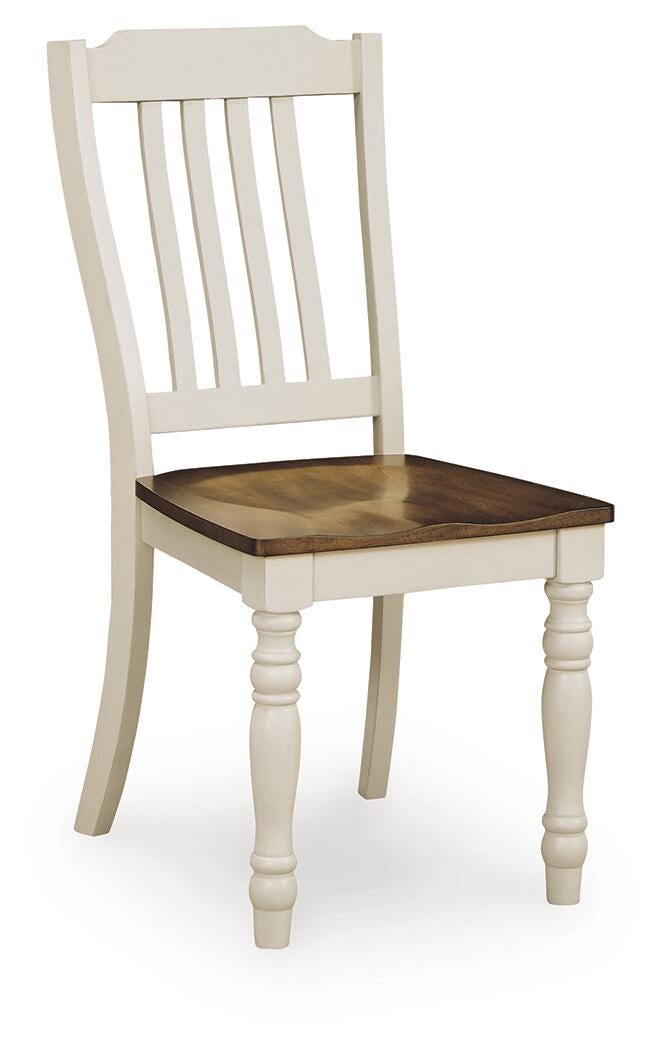 Wirloni Dining Chair in Antique White/Brown, angle view