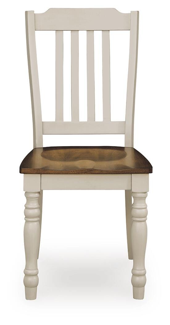 Wirloni Dining Chair in Antique White/Brown, front view