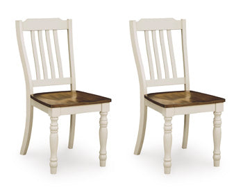 Wirloni Dining Chair in Antique White/Brown, angle view