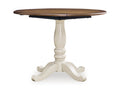 Wirloni Dining Drop Leaf Table in Antique White/Brown, angle view