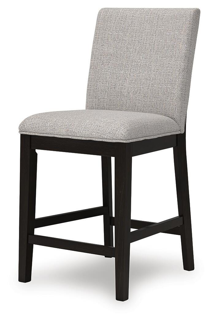 Neymorton Counter Height Barstool in Dark Grayish Brown, angle view