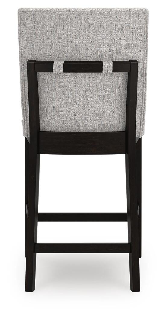 Neymorton Counter Height Barstool in Dark Grayish Brown, back view