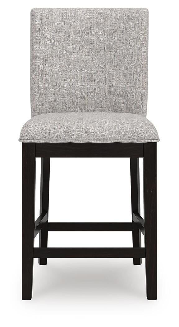 Neymorton Counter Height Barstool in Dark Grayish Brown, front view