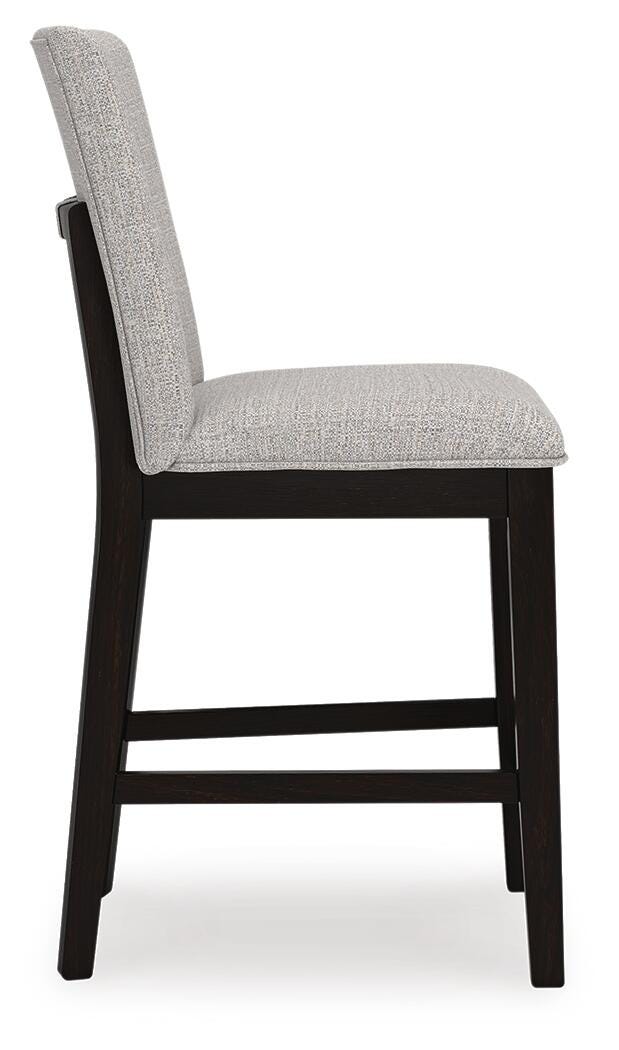 Neymorton Counter Height Barstool in Dark Grayish Brown, side view