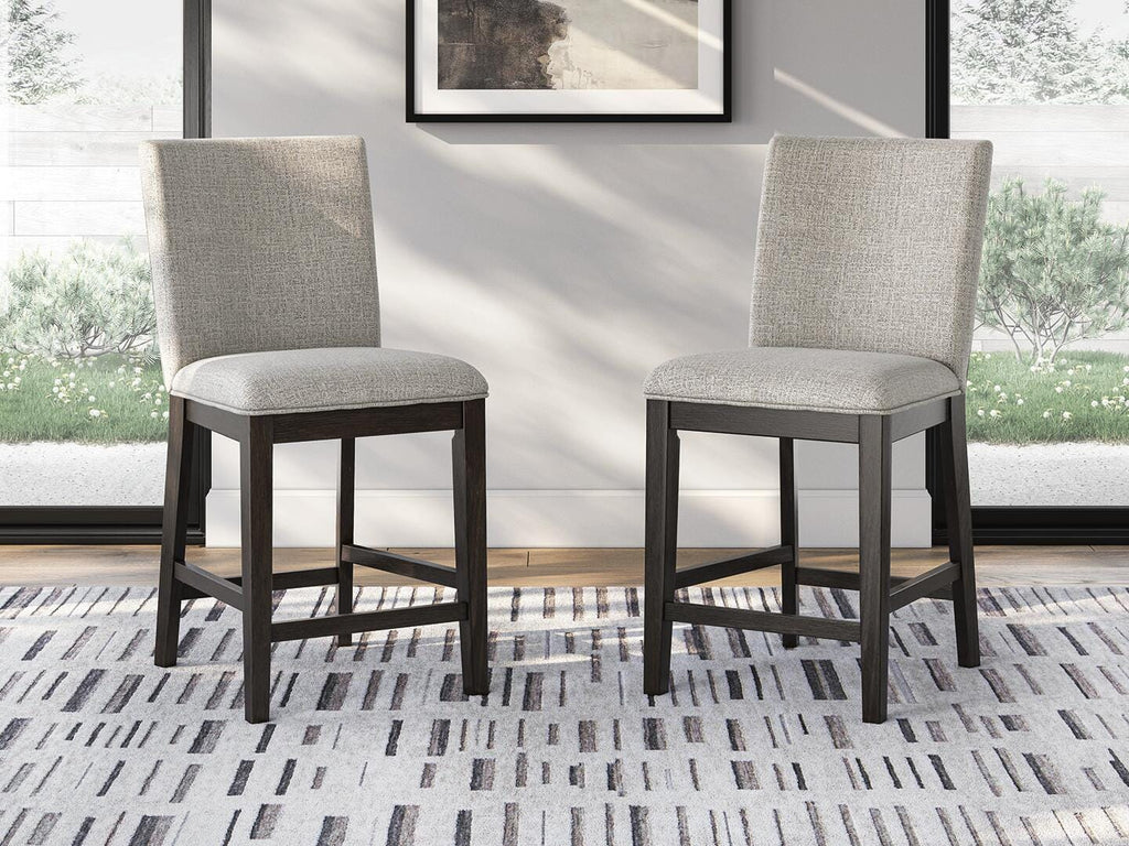 Neymorton Counter Height Barstool in Dark Grayish Brown, lifestyle view