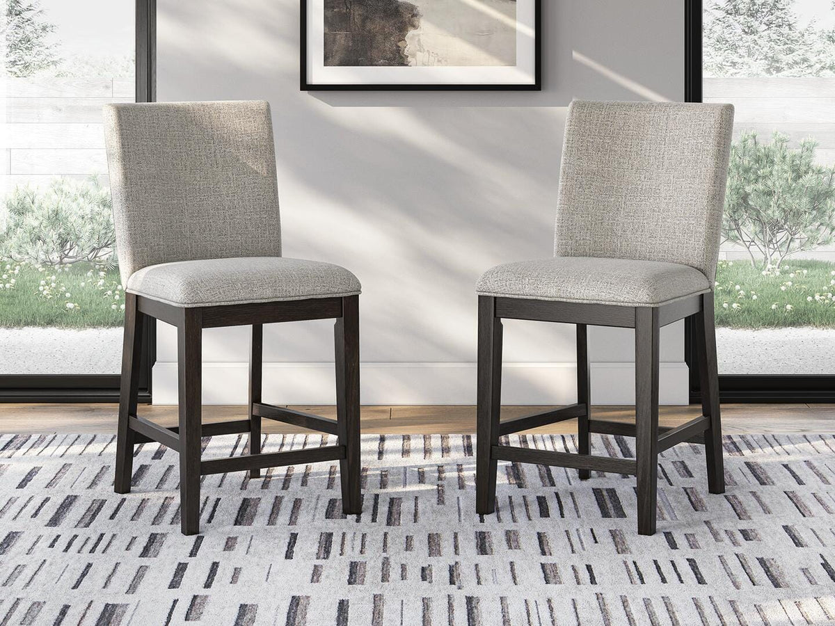 Neymorton Counter Height Barstool in Dark Grayish Brown, lifestyle view