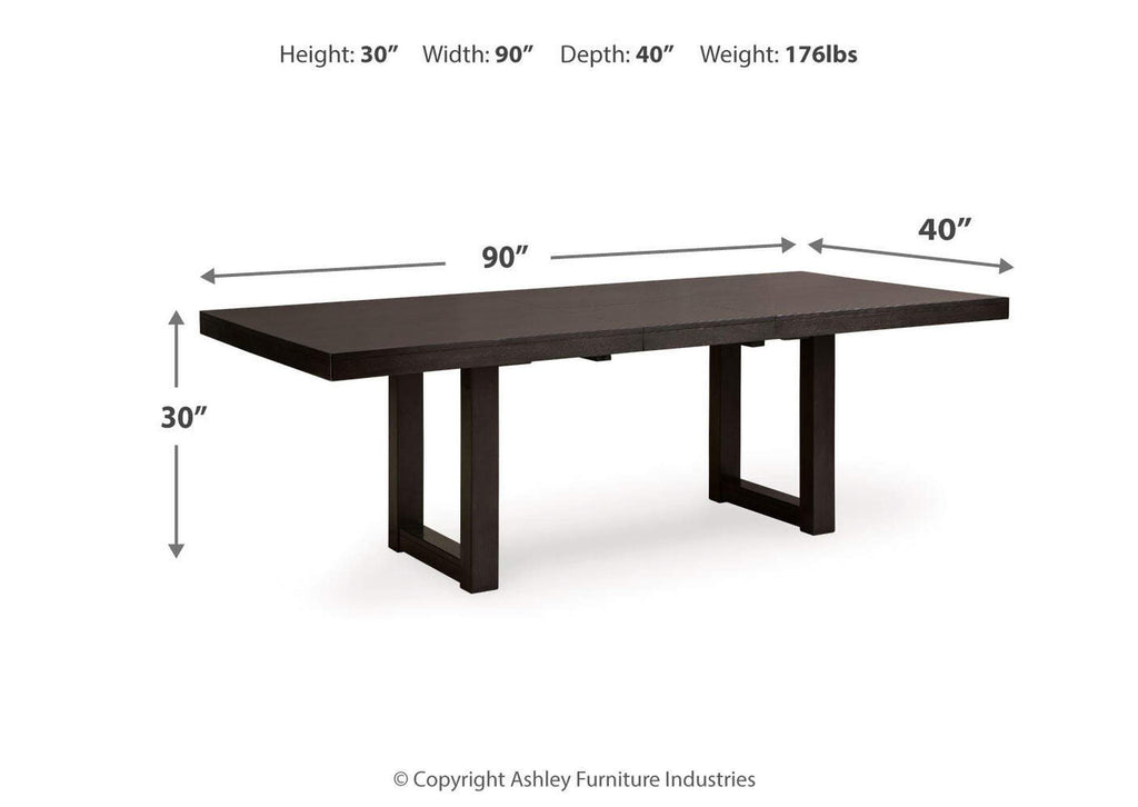 Neymorton Dining Table and 8 Chairs dimensions