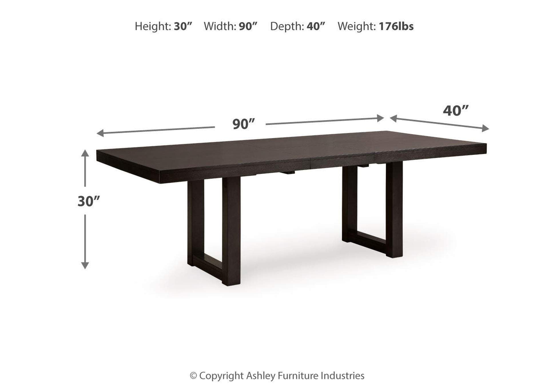 Neymorton Dining Table and 8 Chairs dimensions