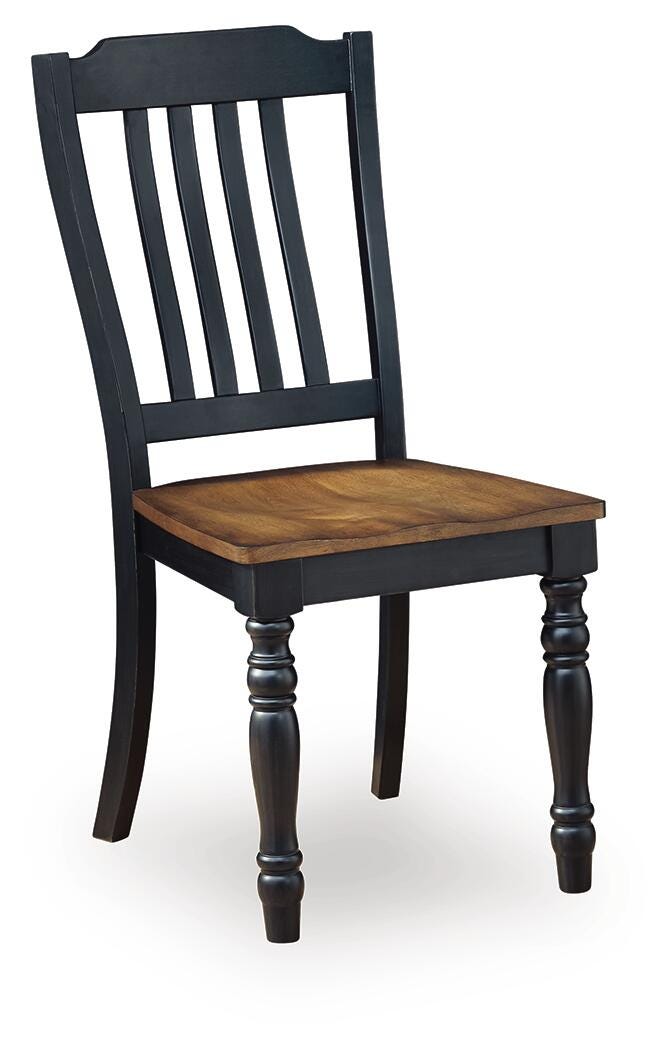 Clorazi Dining Chair in Black/Brown, angle view