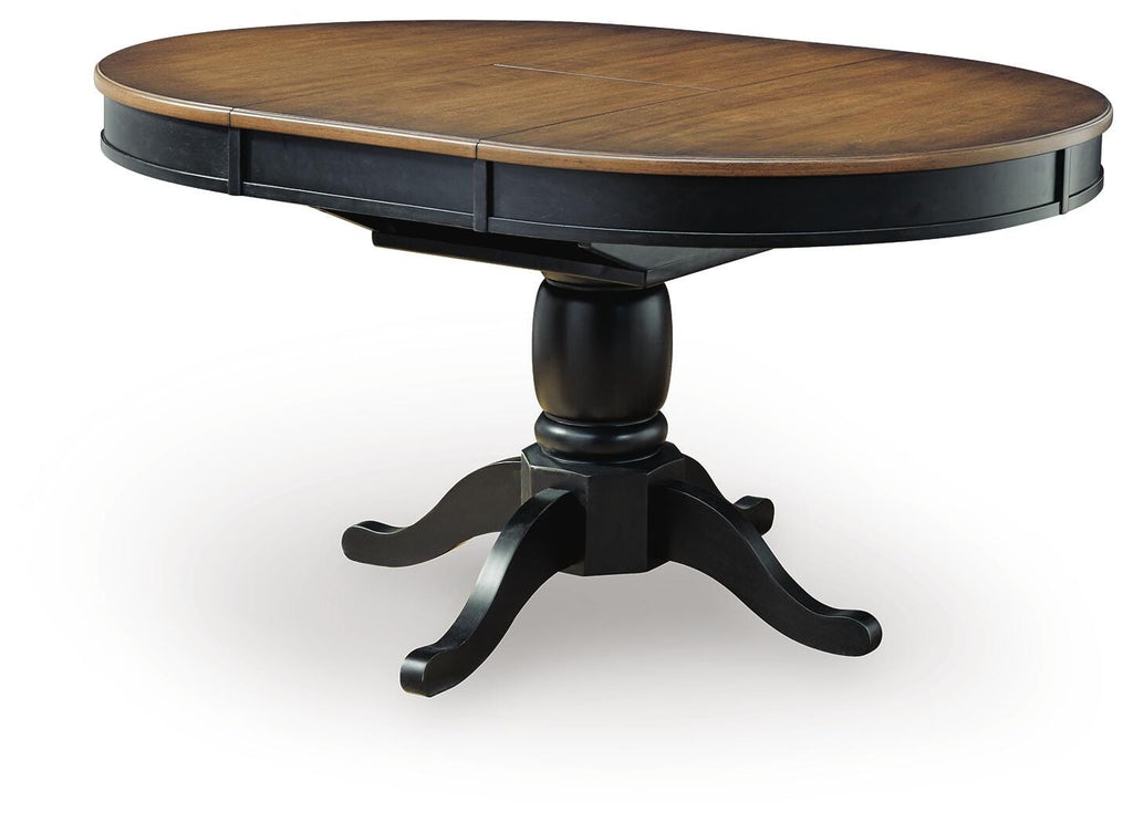 Clorazi Dining Butterfly Extension Table in Black/Brown, angle view