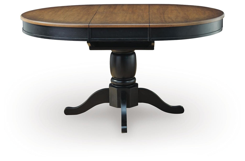 Clorazi Dining Butterfly Extension Table in Black/Brown, front view