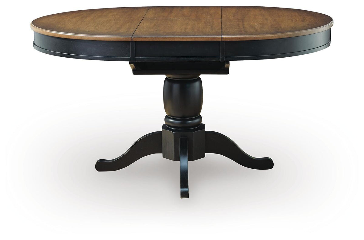 Clorazi Dining Butterfly Extension Table in Black/Brown, front view