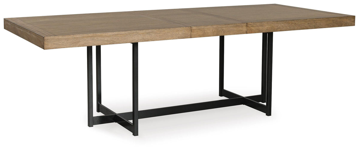 Tomtyn Dining Extension Table in Light Brown, angle view