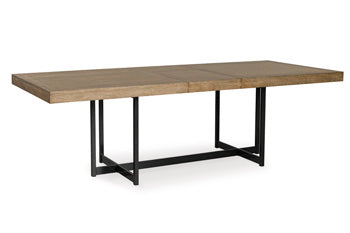 Tomtyn Dining Extension Table in Light Brown, angle view