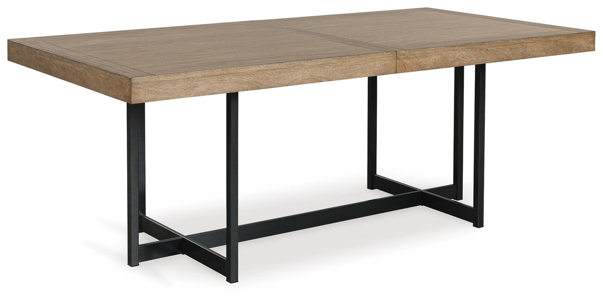 Tomtyn Dining Extension Table in Light Brown, angle view
