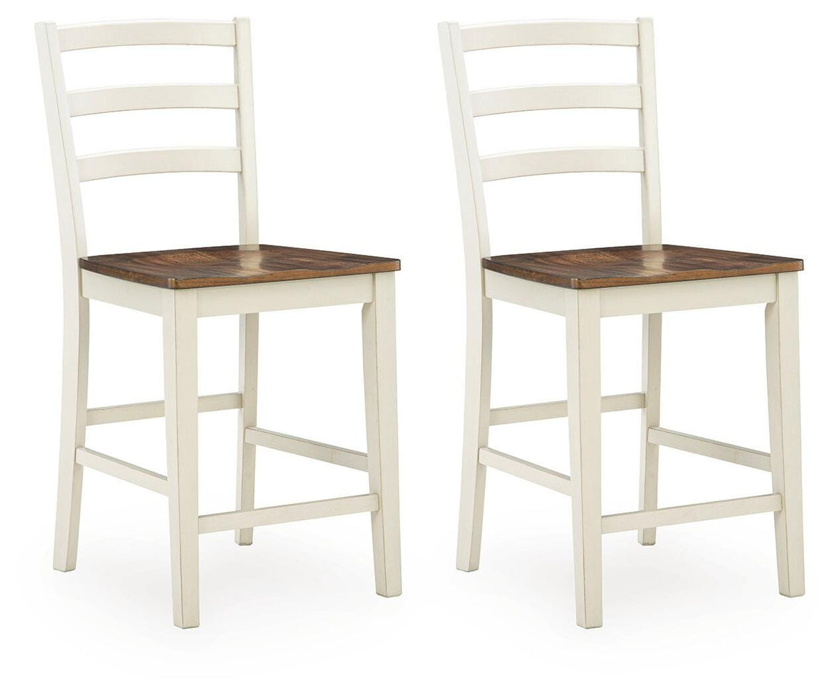 Brinfern Counter Height Barstool in Brown/Antique White, angle view