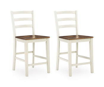 Brinfern Counter Height Barstool in Brown/Antique White, angle view