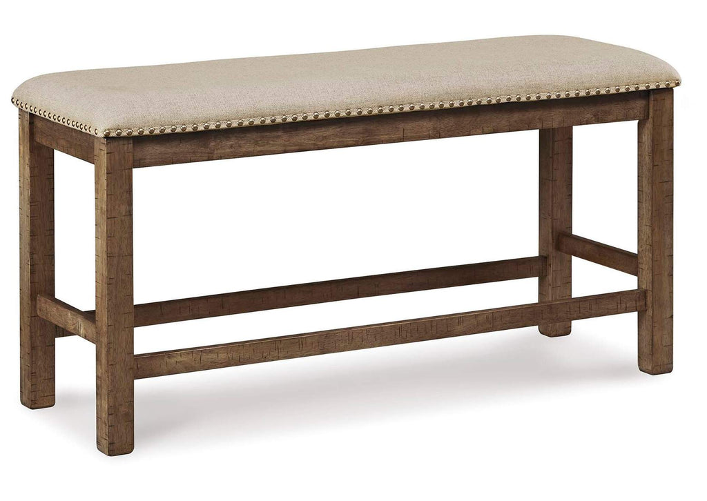 Moriville Counter Height Dining Table and 4 Bar Stools and Bench Set