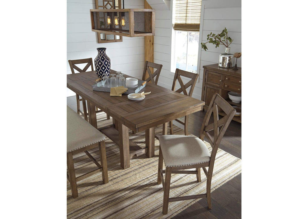 Moriville Counter Height Dining Table and 4 Barstools with Storage Set