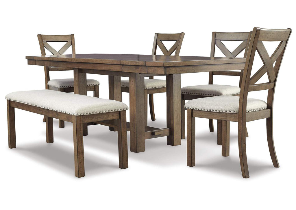 Moriville Dining Table and 4 Chairs and Bench Set