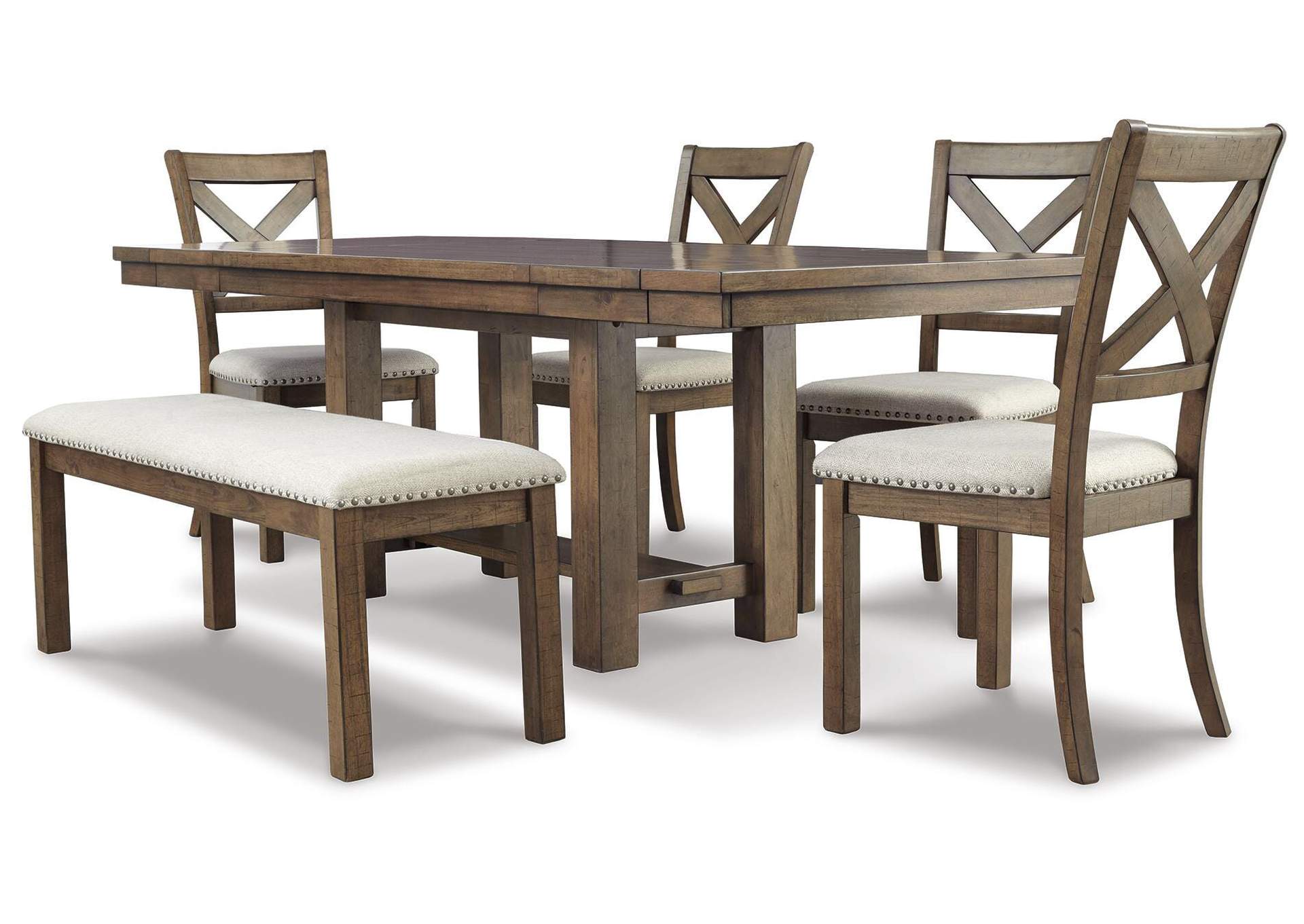Moriville Dining Table and 4 Chairs and Bench Set