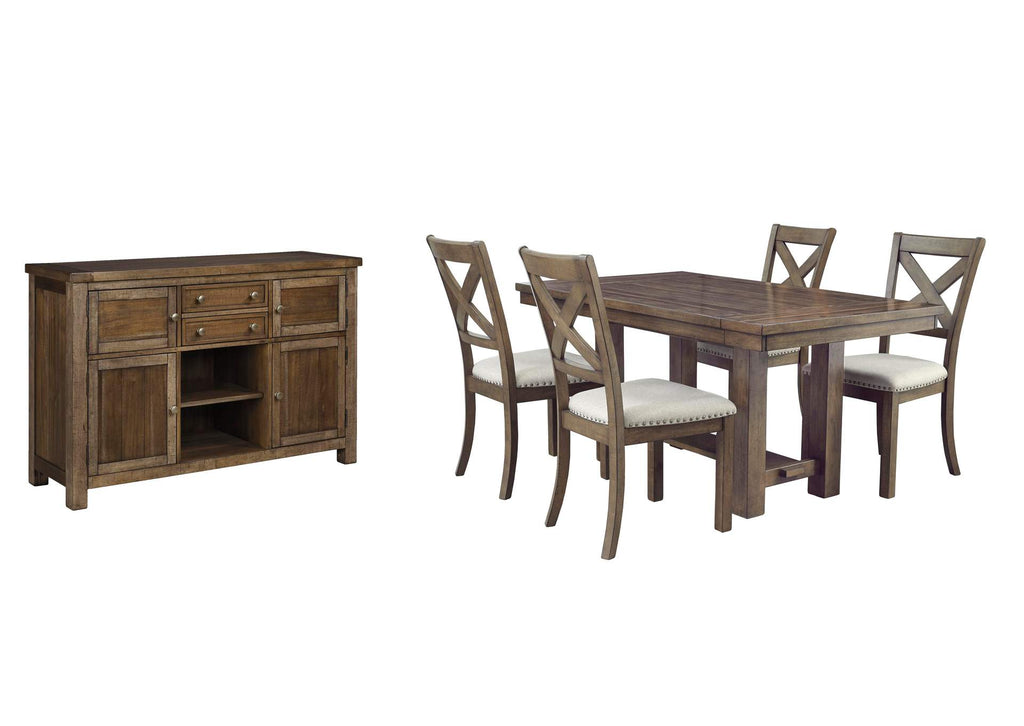 Moriville Dining Table and 4 Chairs with Storage Set