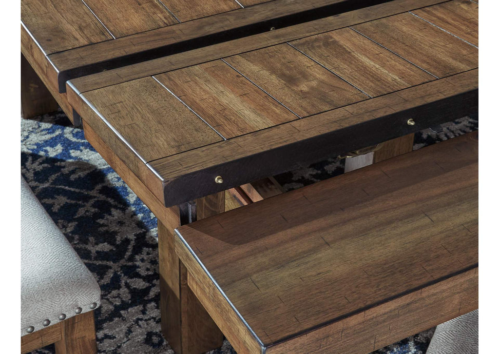 Moriville Dining Table and 4 Chairs and Bench Set detail