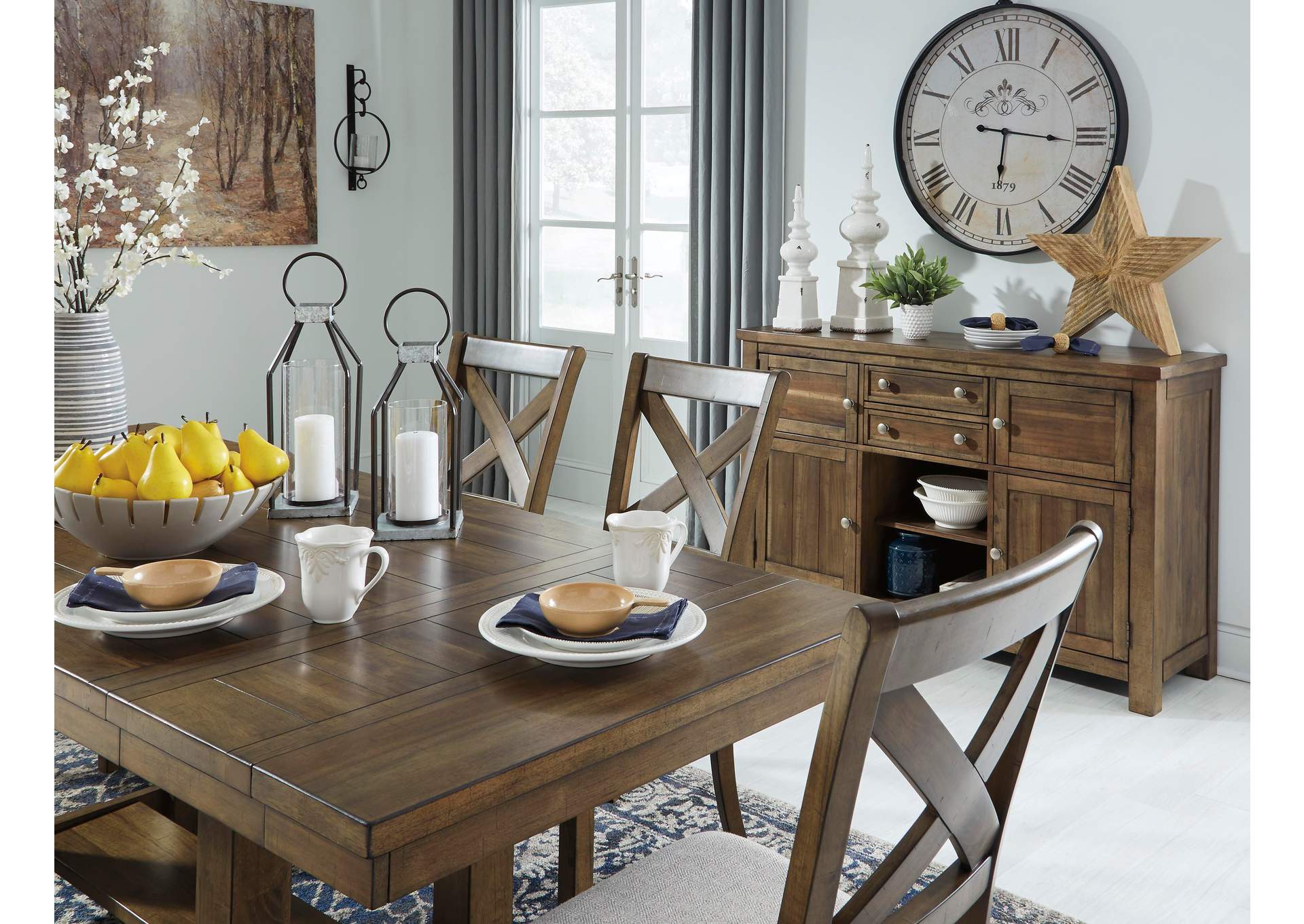 Moriville Dining Table and 4 Chairs and Bench Set