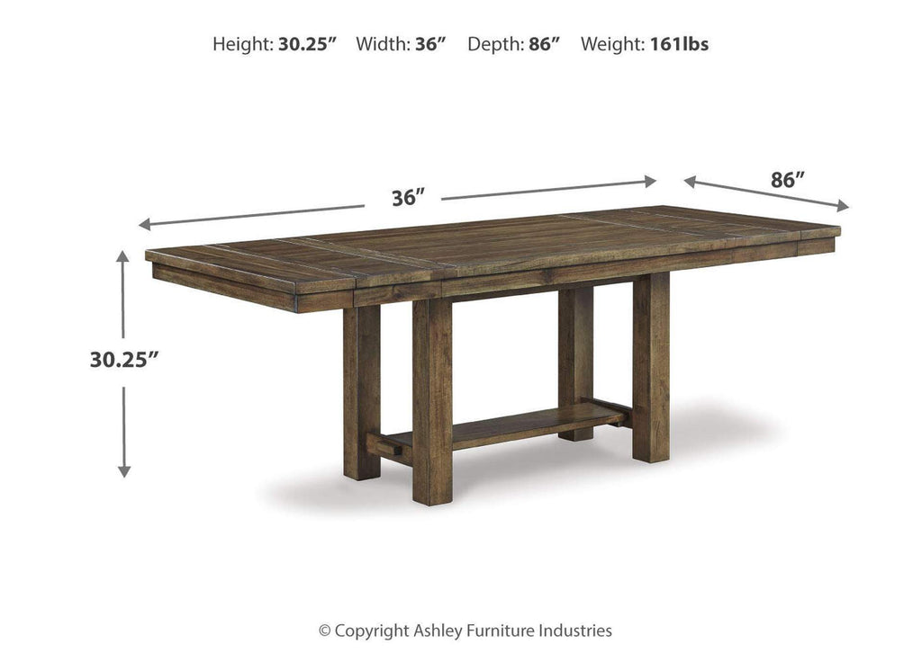 Moriville Dining Table and 6 Chairs Set dimensions
