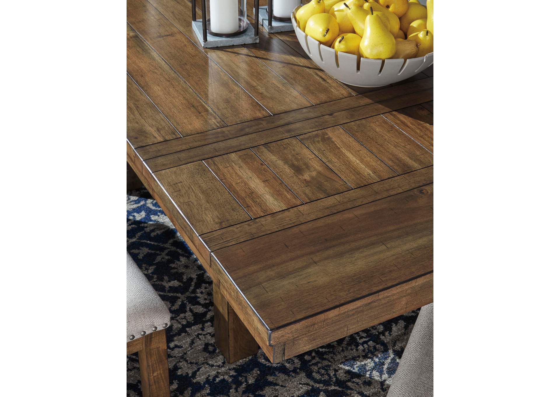 Moriville Dining Table and 4 Chairs and Bench Set detail