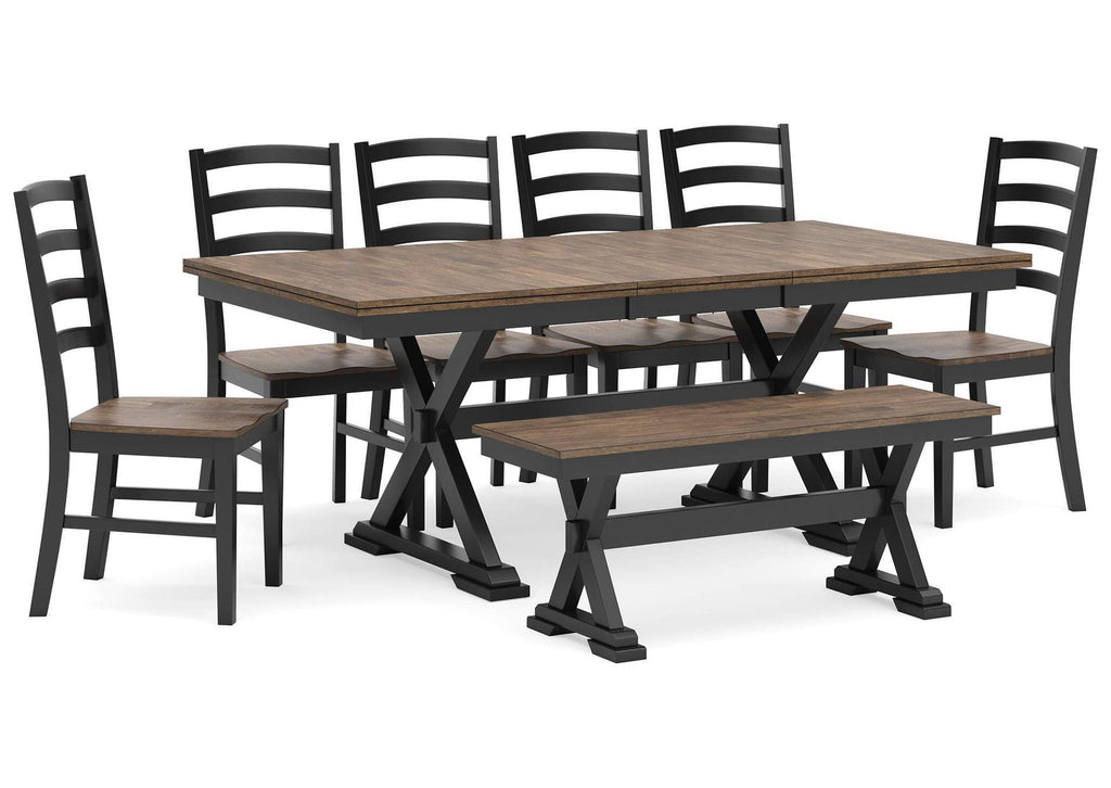 Wildenauer Extendable Dining Table and 6 Chairs and Bench