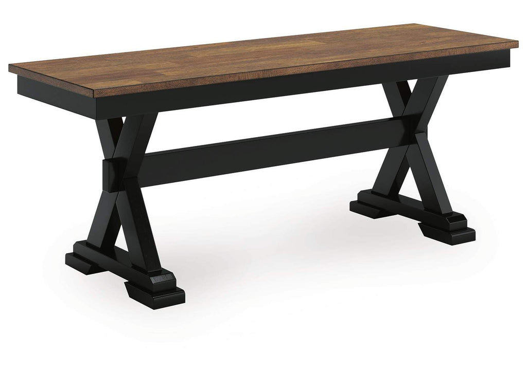 Wildenauer Extendable Dining Table and 6 Chairs and Bench angled view